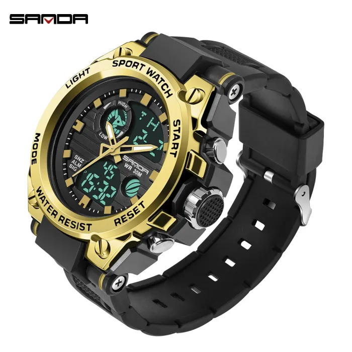 SANDA - sports Quartz-klokke - lysende - vanntett