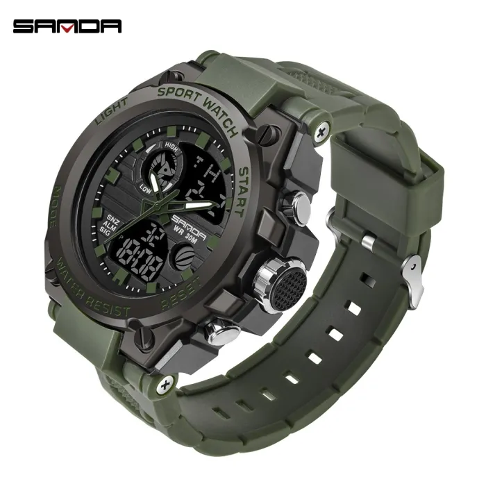 SANDA - sports Quartz-klokke - lysende - vanntett