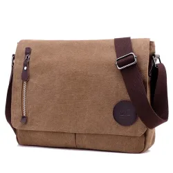Rektangulær skuldertaske i lærred