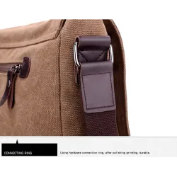 Rektangulær skuldertaske i lærred