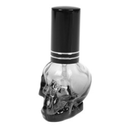 Parfümflasche aus Glas – leerer Behälter – mit Zerstäuber – Totenkopfform – 8 ml