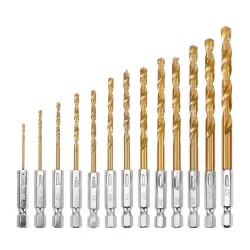 Kierreporanteräsarja - kuusiovarsi HSS - titaanipinnoitettu - 1,5mm-6,5mm - 13 kpl