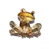 Grenouille en cristal coloré - broche dorée