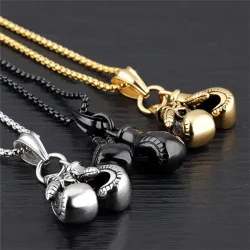 Collana con doppio ciondolo guantoni da boxe