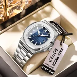 POEDAGAR - montre à quartz élégante - étanche - acier inoxydable - bleu