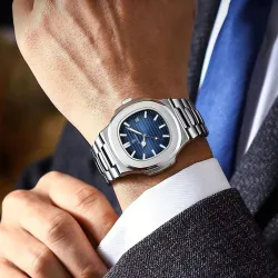 POEDAGAR - elegant Quartz klocka - vattentät - rostfritt stål - blå