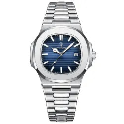 POEDAGAR - elegant Quartz klocka - vattentät - rostfritt stål - blå