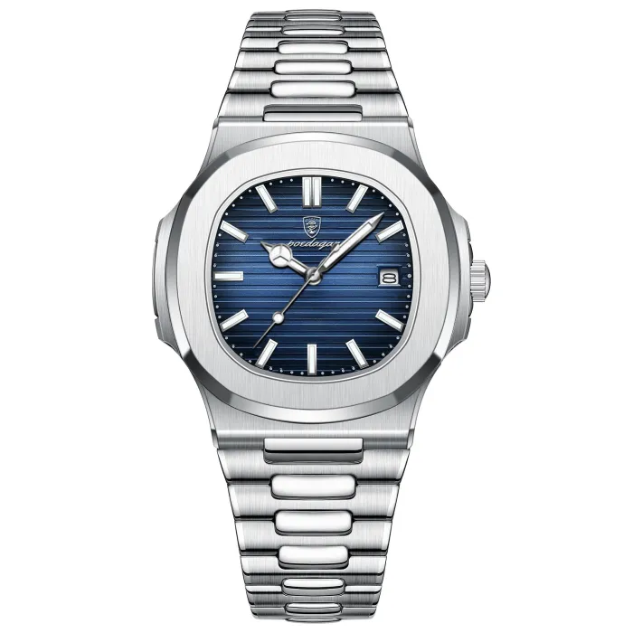 POEDAGAR - elegant Quartz klocka - vattentät - rostfritt stål - blå