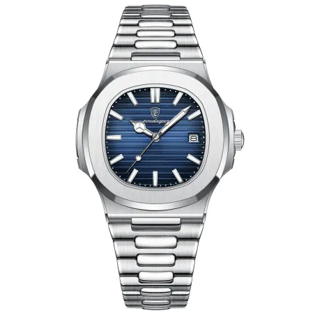 POEDAGAR - elegant Quartz-klokke - vanntett - rustfritt stål - blå
