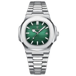 POEDAGAR - elegancki zegarek kwarcowy - wodoodporny - stal nierdzewna - zielonyZegarki
