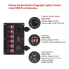 Vippbrytarpanel - vattentät digital voltmeter - för bil - båt - lastbil - 12V - USB - LED