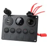 Vippbrytarpanel - vattentät digital voltmeter - för bil - båt - lastbil - 12V - USB - LED