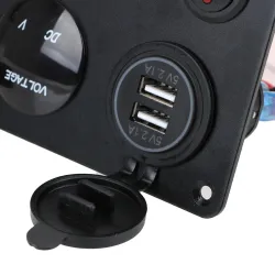 Vippbrytarpanel - vattentät digital voltmeter - för bil - båt - lastbil - 12V - USB - LED