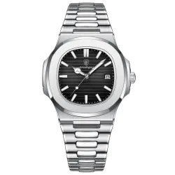 POEDAGAR - elegant quartz horloge - waterdicht - edelstaal - zwartHorloges