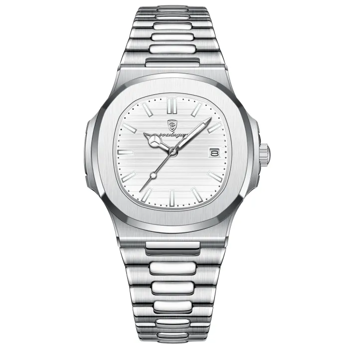 RelojesPOEDAGAR - elegante reloj de cuarzo - resistente al agua - acero inoxidable - blanco
