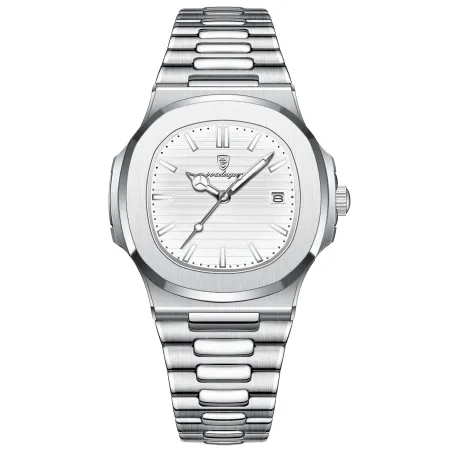 RelojesPOEDAGAR - elegante reloj de cuarzo - resistente al agua - acero inoxidable - blanco