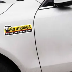 Hauska autotarra - luurankopää / NO AIRBAGS WE DIE LIKE REAL MEN - 2 kpl