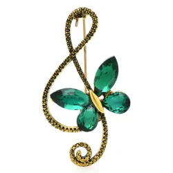 Nota musicale con farfalla - spilla