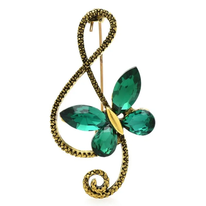 Nota musicale con farfalla - spilla