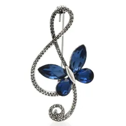 Nota musicale con farfalla - spilla