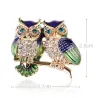 Couple de hiboux en cristal - broche