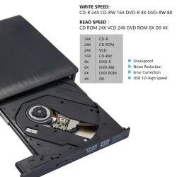 Ulkoinen USB 3.0 - nopea - CD DL DVD RW -poltin