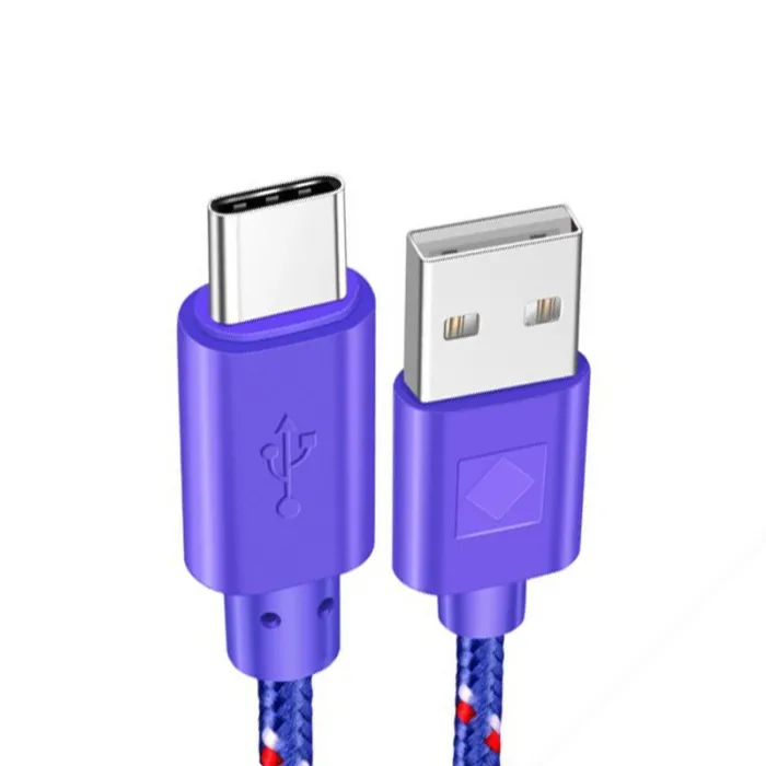 Nailonpunoskaapeli - data / synkronointi / nopea lataus - USB Type C