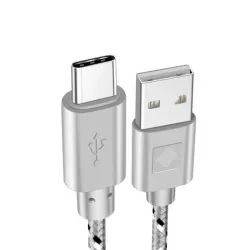 Nailonpunoskaapeli - data / synkronointi / nopea lataus - USB Type C