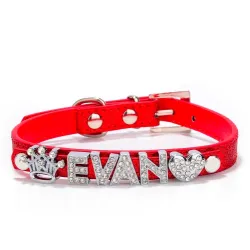 Collares & CorreasCollar para perros/gatos - con nombre de cristal y charm - personalizado