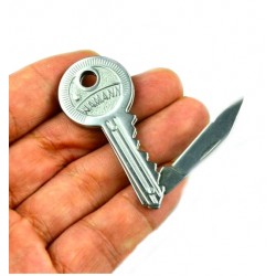 Inklapbaar mes in sleutelvorm - met sleutelhanger - RVSSleutelhangers