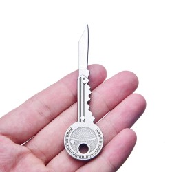 Taittuva avaimen muotoinen veitsi - avaimenperällä - ruostumatonta terästä