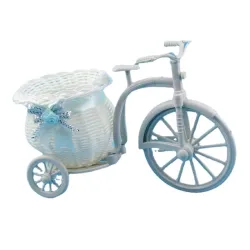Hvid plastcykel - dekorativ blomsterkurv - beholder