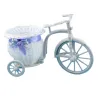 Hvit plastsykkel - dekorativ blomsterkurv - beholder