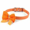 Leather collar with a knitted bowknot - for dogs / catsCollars & Leads