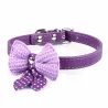 Lederhalsband mit gestrickter Schleife - für Hunde / Katzen