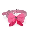 Leather collar with a knitted bowknot - for dogs / catsCollars & Leads