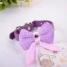 Lederhalsband mit gestrickter Schleife - für Hunde / Katzen