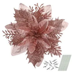 Glitterroser - Juletræspynt - 12 stk
