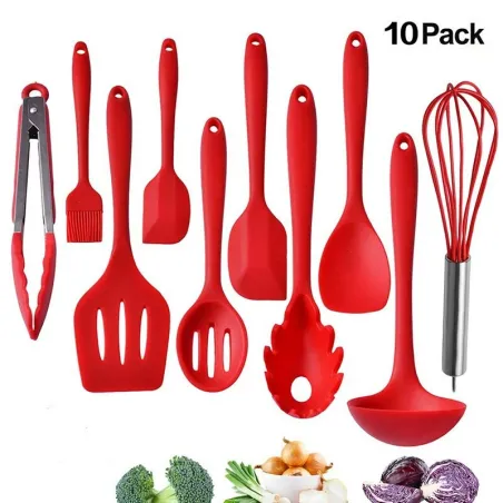 Silikon kjøkkenutstyr - non-stick - 10 stk
