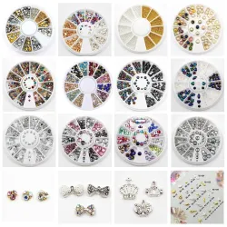 Nail art dekorasjon - hjul med nagler / sjøstil / rhinestones