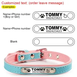 Collare per cani/gatti - ID Tag - personalizzato - inciso - in pelle