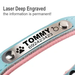Honden/katten halsband - ID Tag - gepersonaliseerd - gegraveerd - leerHalsbanden en lijnen