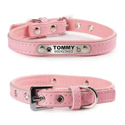 Hunde-/Katzenhalsband – ID-Tag – personalisiert – graviert – Leder
