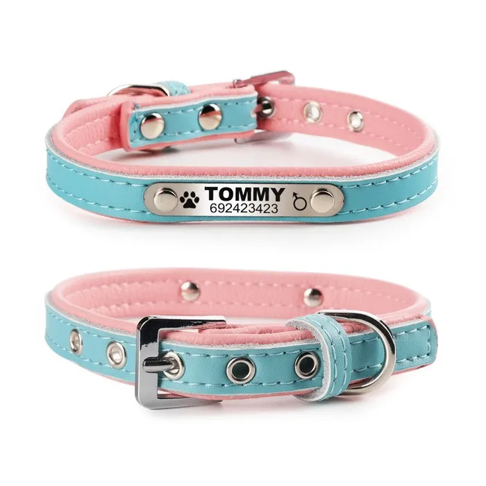 Hunde-/Katzenhalsband – ID-Tag – personalisiert – graviert – Leder