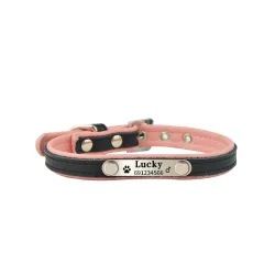 Hunde-/kattehalsbånd - ID Tag - personalisert - gravert - skinn