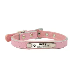 Hunde-/Katzenhalsband – ID-Tag – personalisiert – graviert – Leder