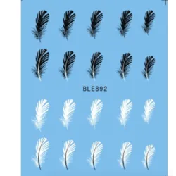 Zwart/witte veren - nagelstickers - nail art - 20 stuksNagelstickers