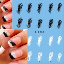 Piume nere/bianche - adesivi per unghie - nail art - 20 pezzi