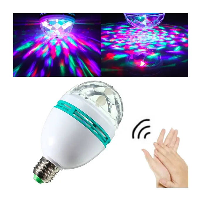 Roterende RGB LED scenelys - pære - lydaktivert - E27