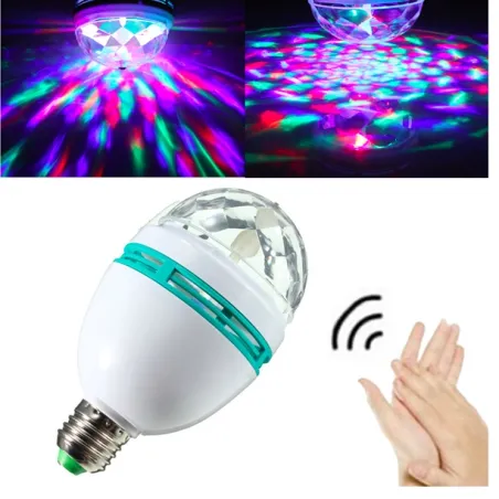 Lampe de scène LED RGB rotative - ampoule - activée par le son - E27